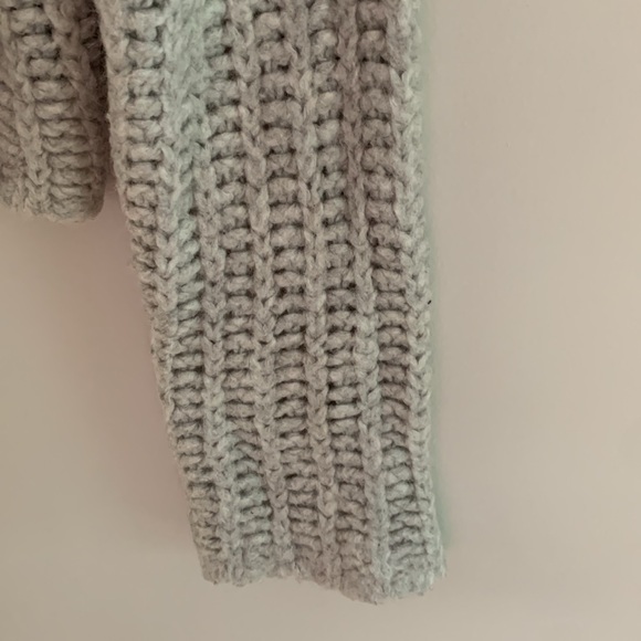 Aerie Chunky Knit Wool Alpaca Blend Mock Neck Relaxed Fit Sweater Grey Large - Picture 6 of 11